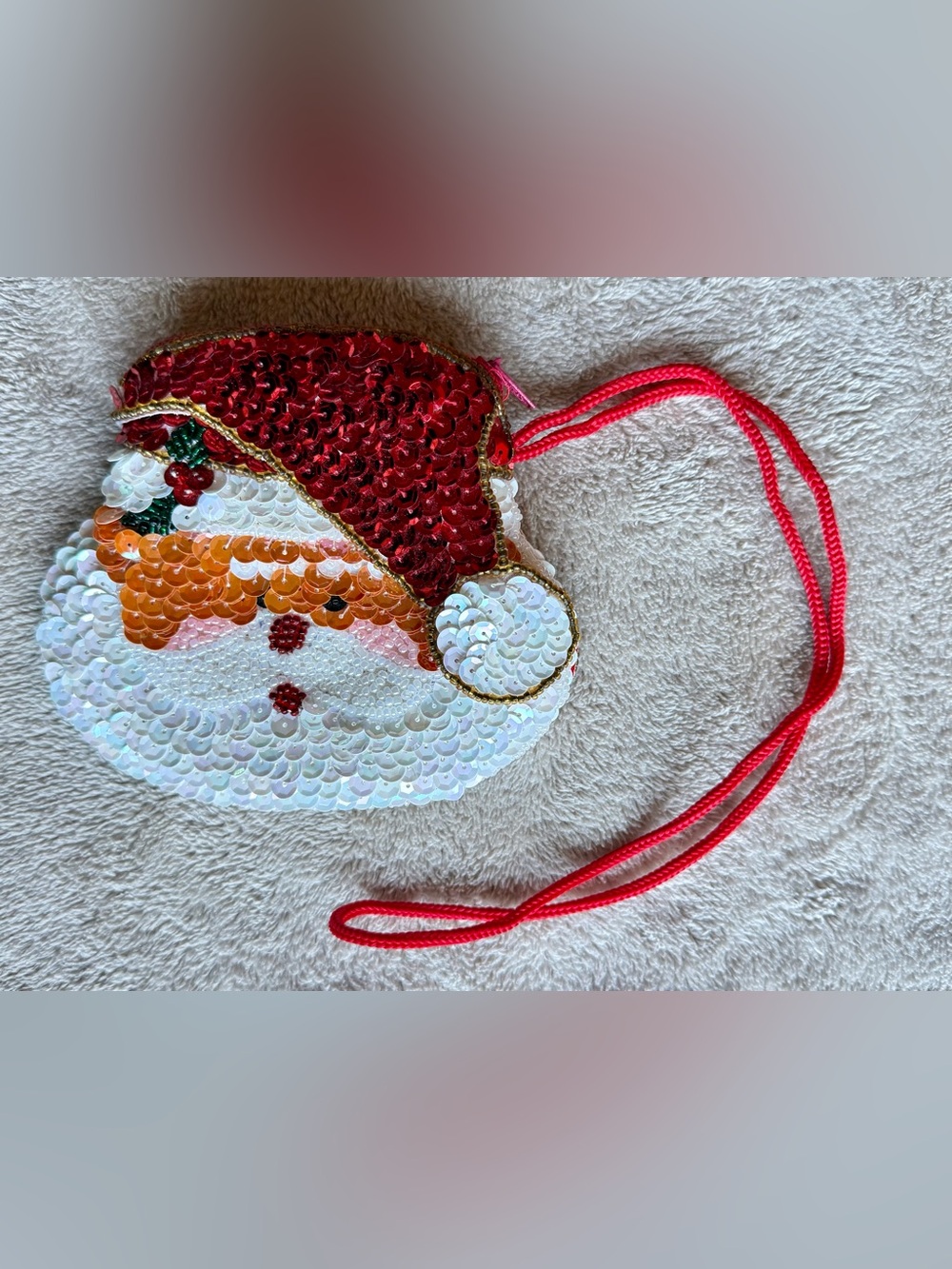 Santa Sequined Coin Purse with Zipper for Christmas/Holiday